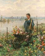 Daniel Ridgeway Knight Gathering Flowers oil painting reproduction